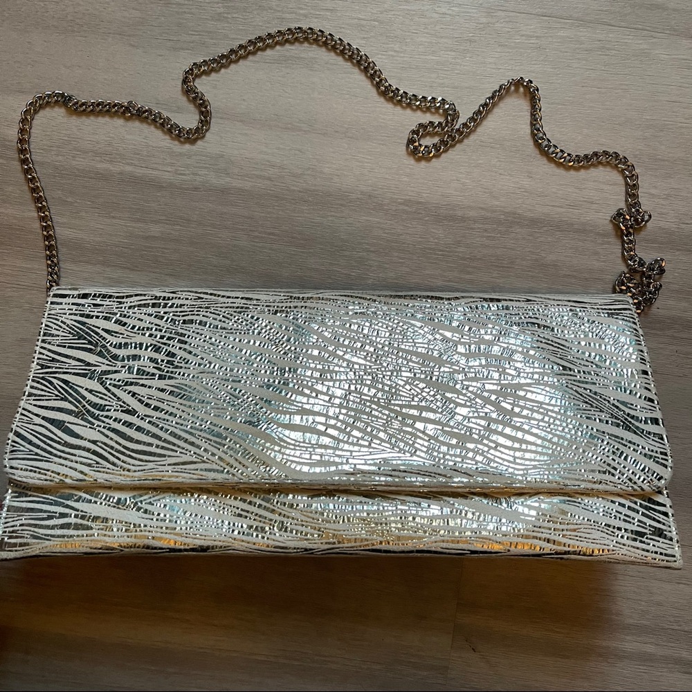 Carlos Falchi off white with silver zebra🦓 clutch